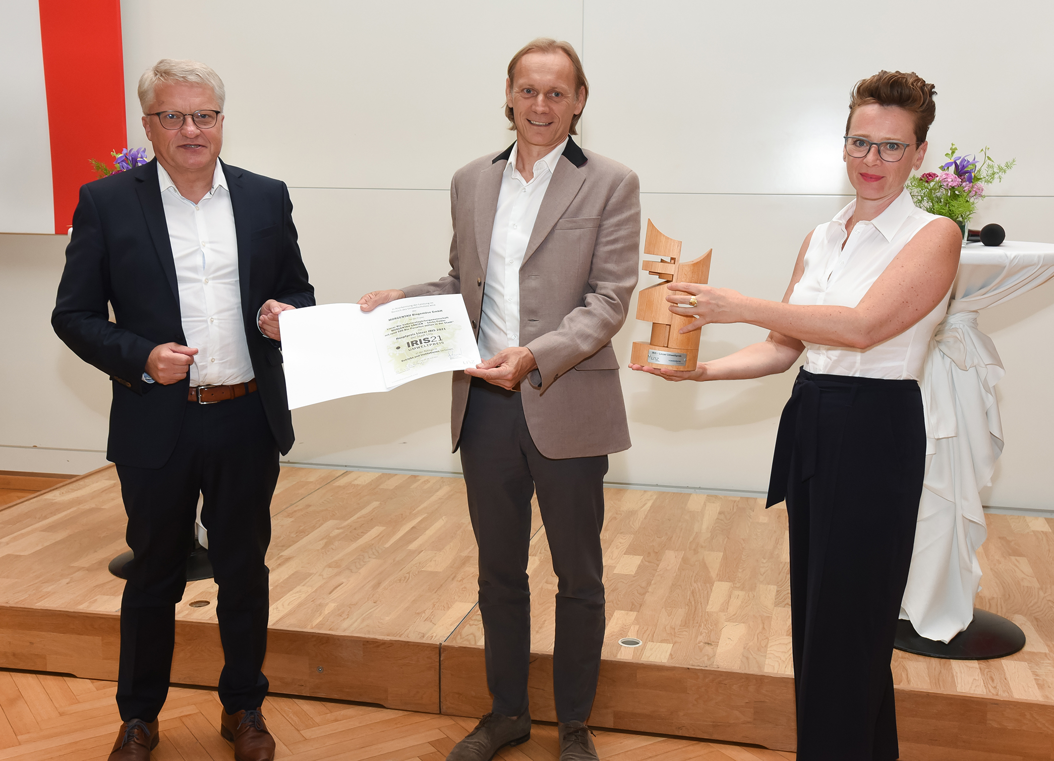 1. Platz bei der IRIS 2021 – Umweltpreis der Stadt Linz für unsere MORGENTAU GÄRTEN